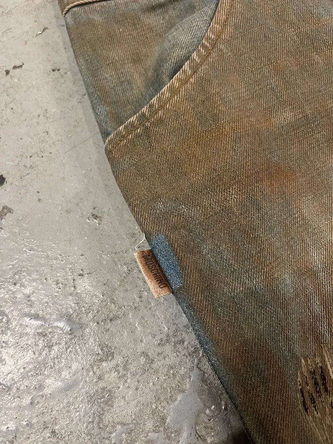 2000s Moschino Brown Dirty Effect Denim Jeans HWGQKMx 7