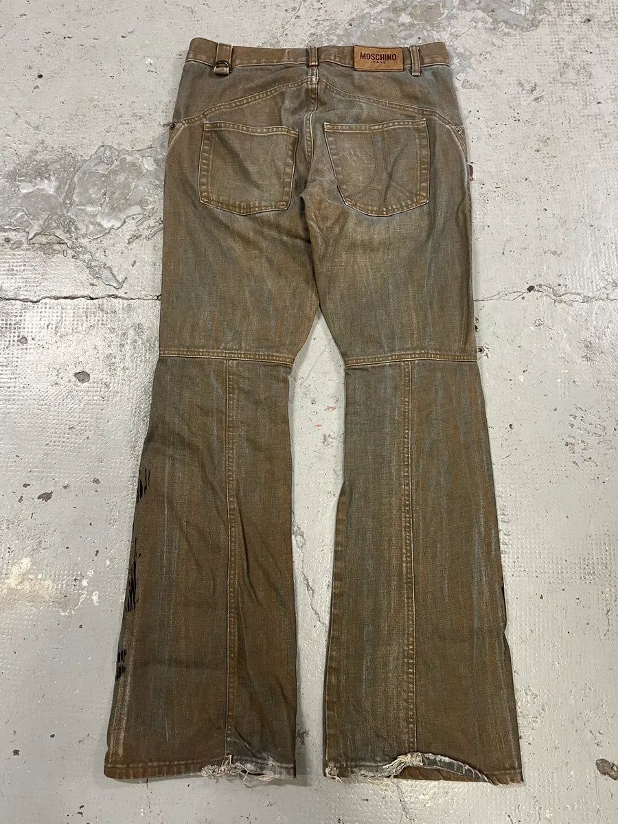 2000s Moschino Brown Dirty Effect Denim Jeans HWGQKMx 8
