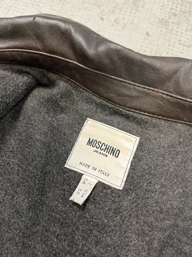 2000s Moschino Brown Eroded Leather Moto Jacket bNmhRCi 9