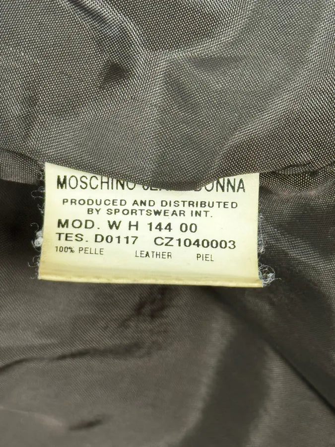 2000s Moschino Brown Flowers Embroidery Leather Jacket GaujgSb 11