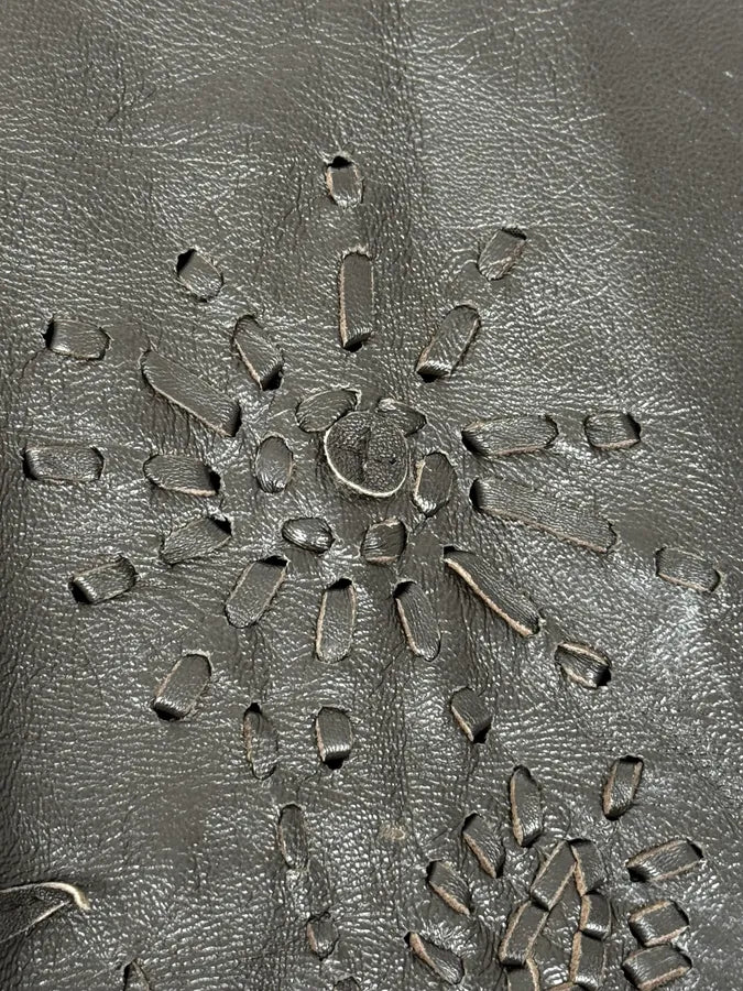 2000s Moschino Brown Flowers Embroidery Leather Jacket GaujgSb 8