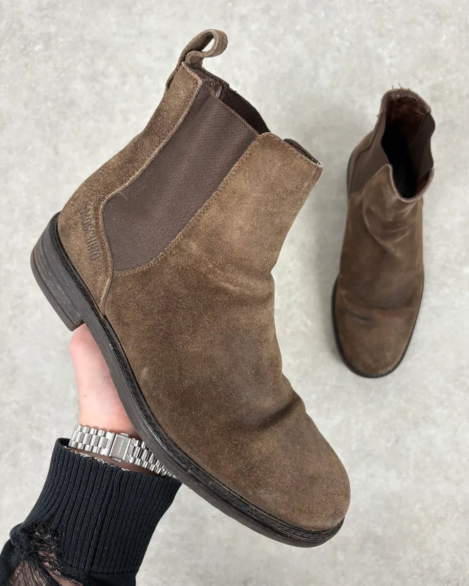 2000s Moschino Brown Suede Leather Boots lKKaVxd 0