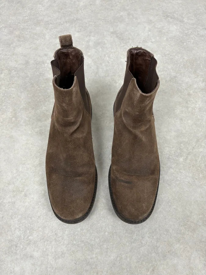 2000s Moschino Brown Suede Leather Boots lKKaVxd 1