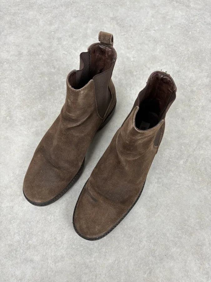 2000s Moschino Brown Suede Leather Boots lKKaVxd 2