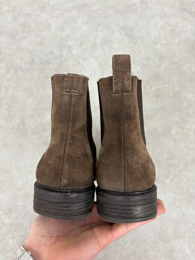 2000s Moschino Brown Suede Leather Boots lKKaVxd 4