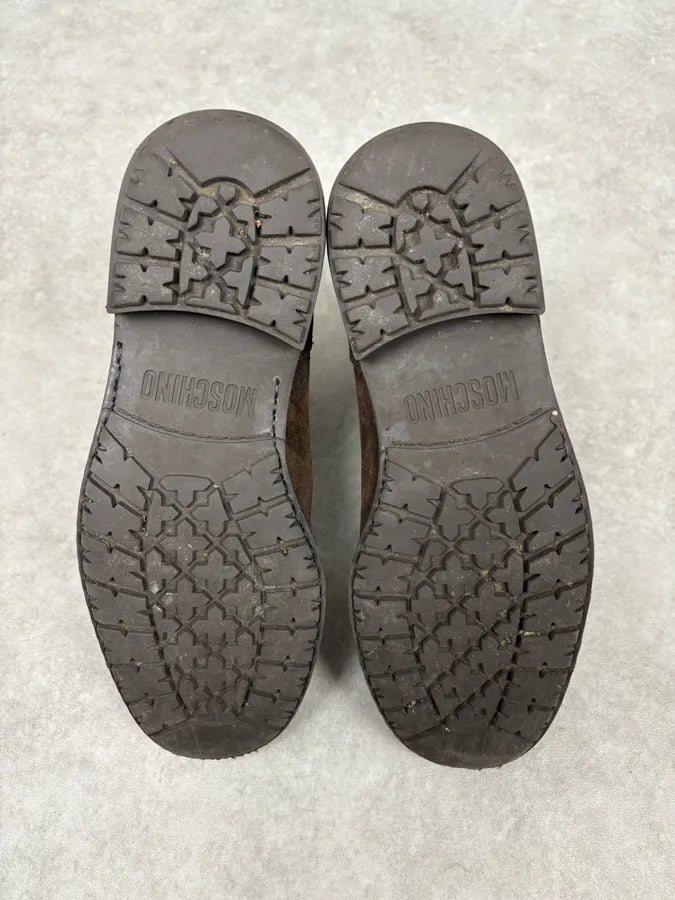 2000s Moschino Brown Suede Leather Boots lKKaVxd 6