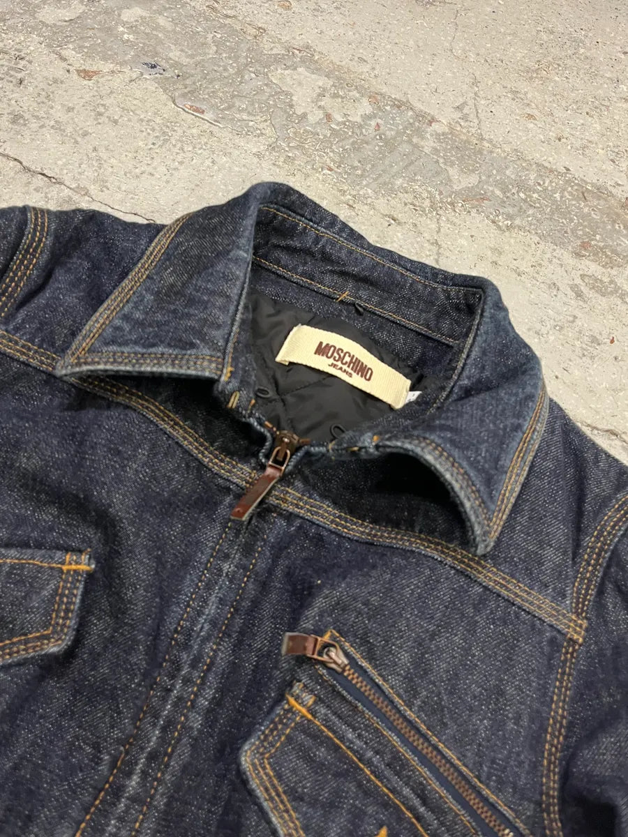 2000s Moschino Cargo Navy Brut Denim Jacket AgLOmDn 4