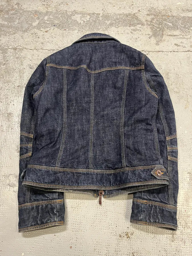 2000s Moschino Cargo Navy Brut Denim Jacket AgLOmDn 6