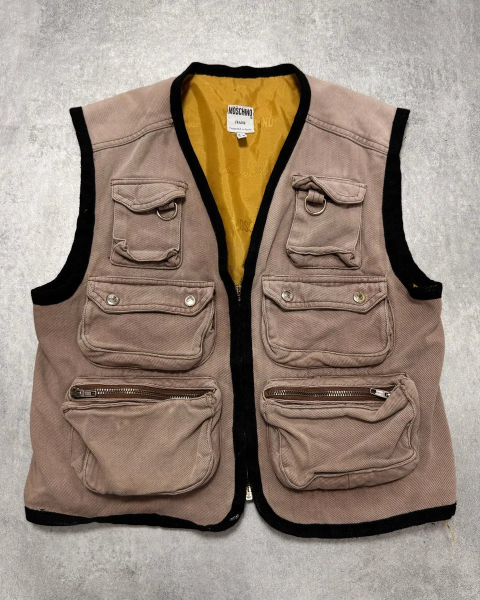2000s Moschino Cargo Utility Beige Vest DfEBxsC 0
