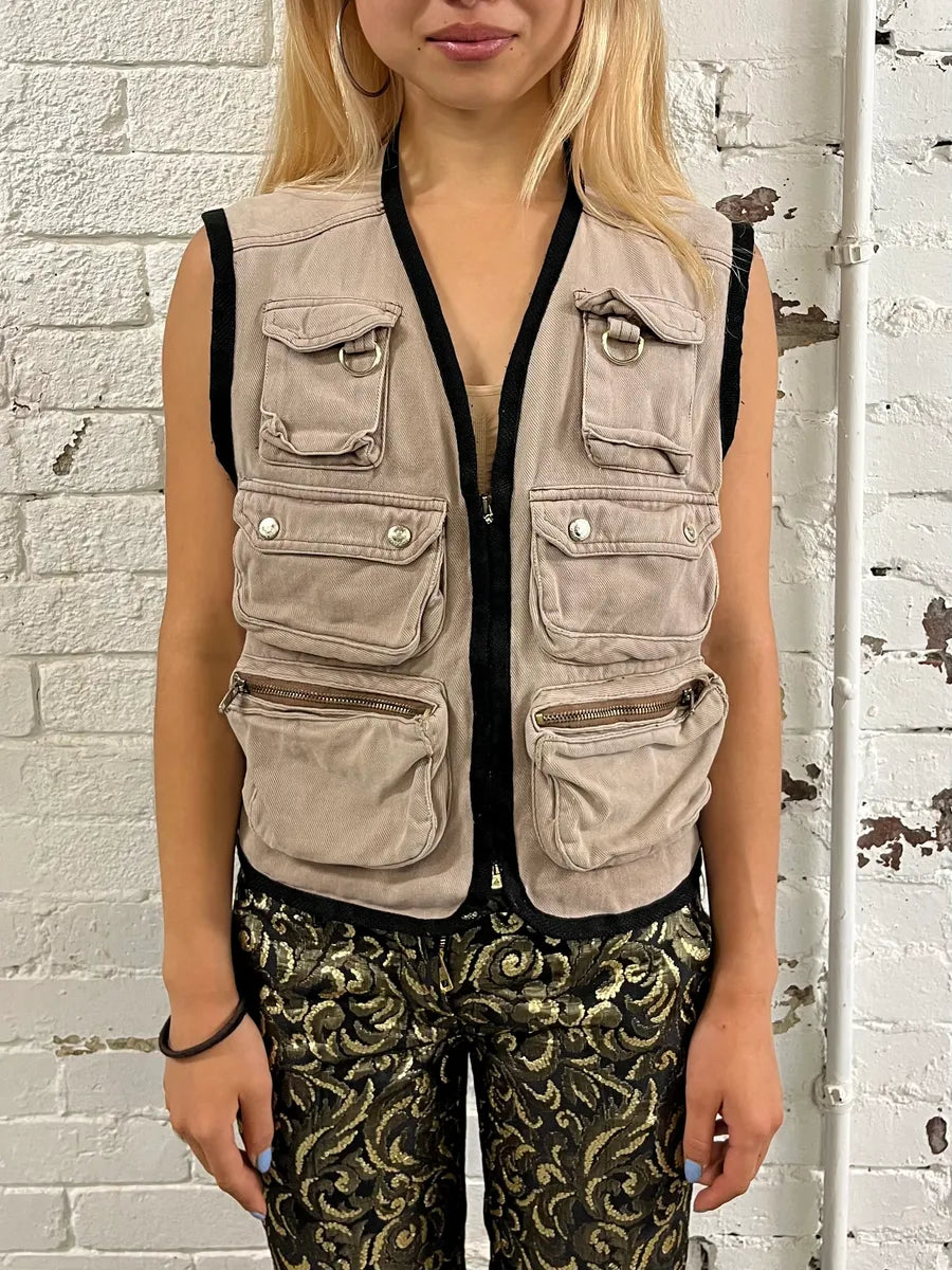 2000s Moschino Cargo Utility Beige Vest DfEBxsC 1