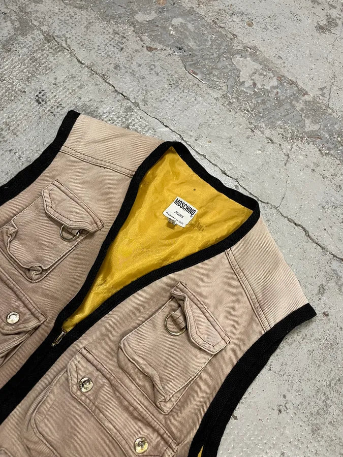 2000s Moschino Cargo Utility Beige Vest DfEBxsC 3