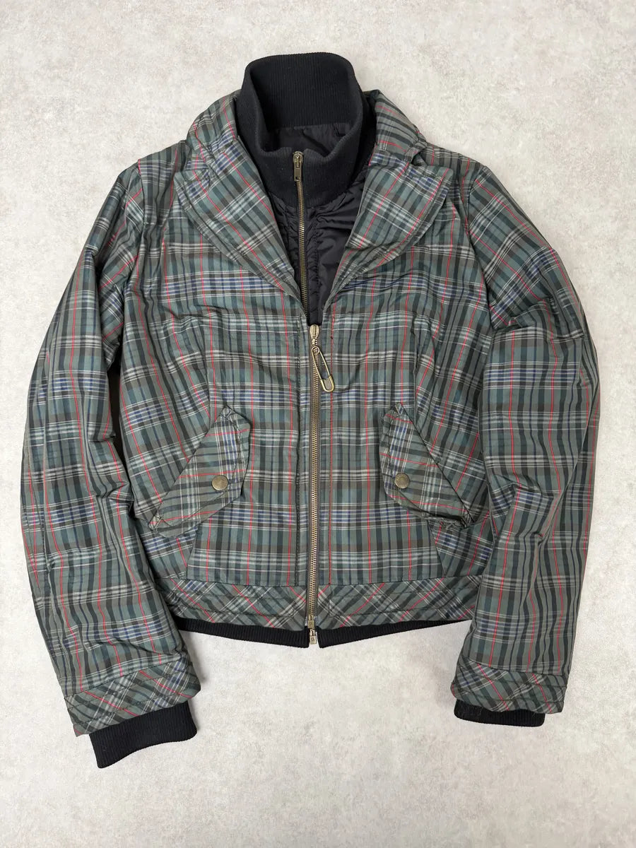 2000s Moschino Checkered Green Layered Jacket oimXVxJ 0