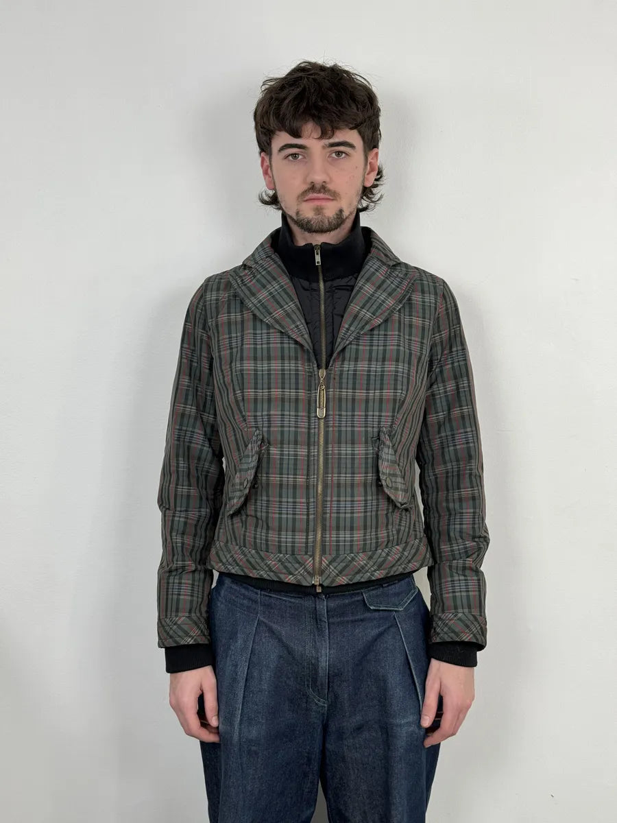 2000s Moschino Checkered Green Layered Jacket oimXVxJ 1