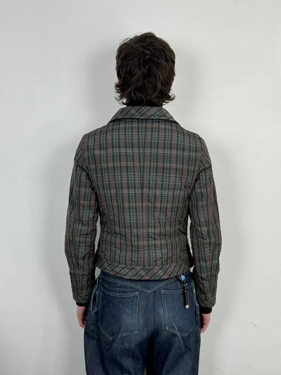 2000s Moschino Checkered Green Layered Jacket oimXVxJ 2