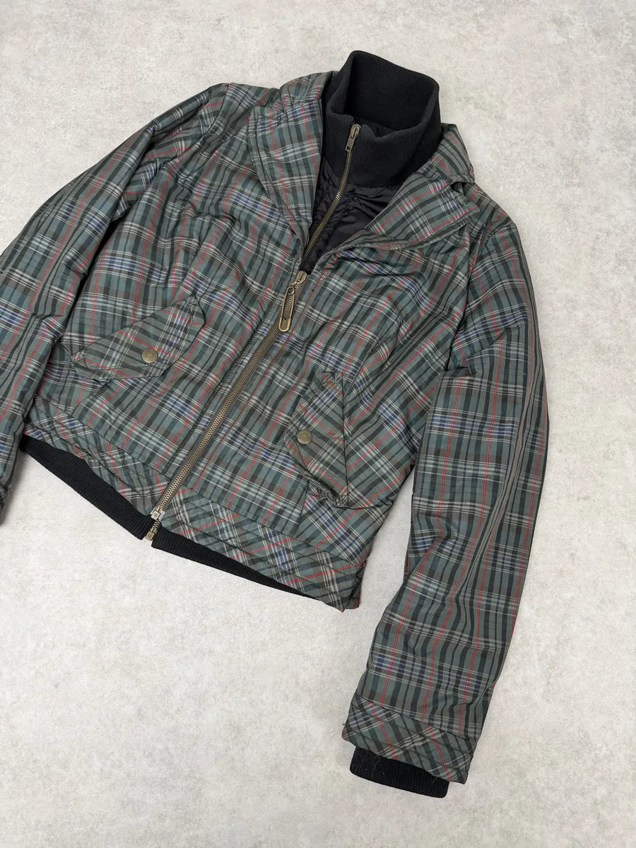 2000s Moschino Checkered Green Layered Jacket oimXVxJ 4