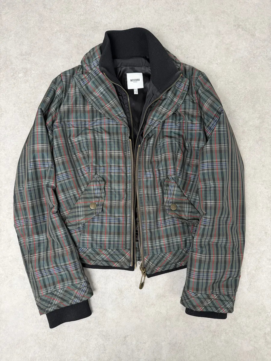 2000s Moschino Checkered Green Layered Jacket oimXVxJ 5