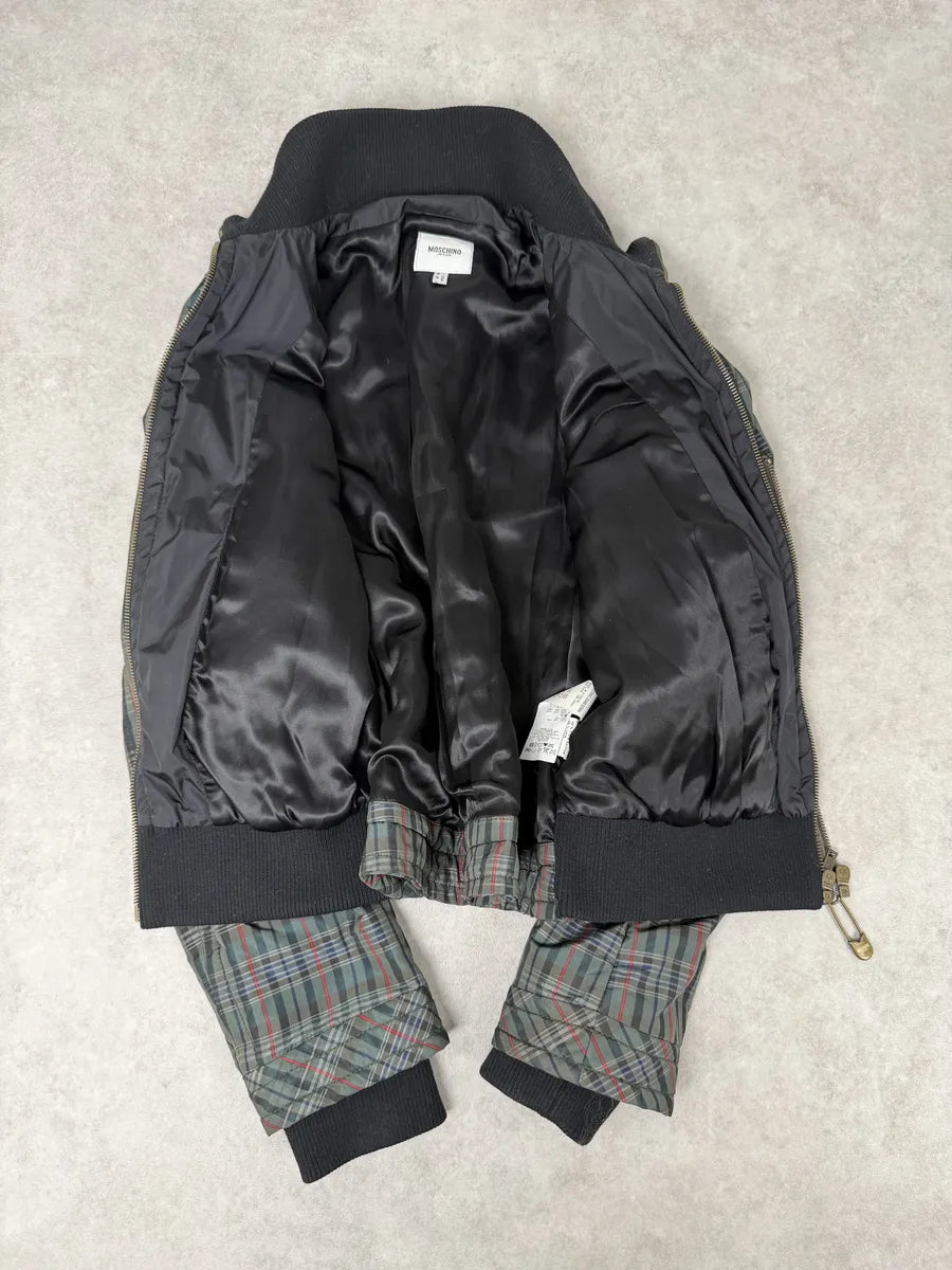 2000s Moschino Checkered Green Layered Jacket oimXVxJ 8