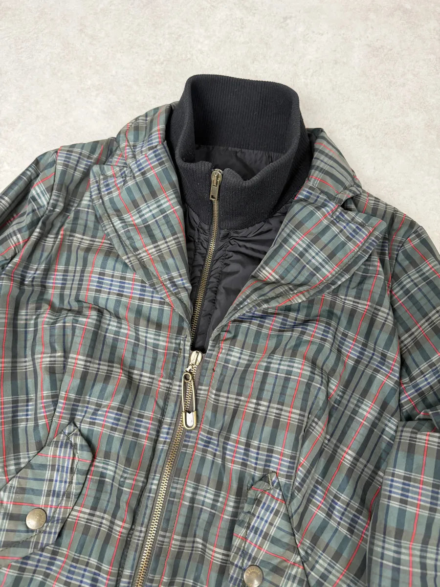 2000s Moschino Checkered Green Layered Jacket oimXVxJ 9