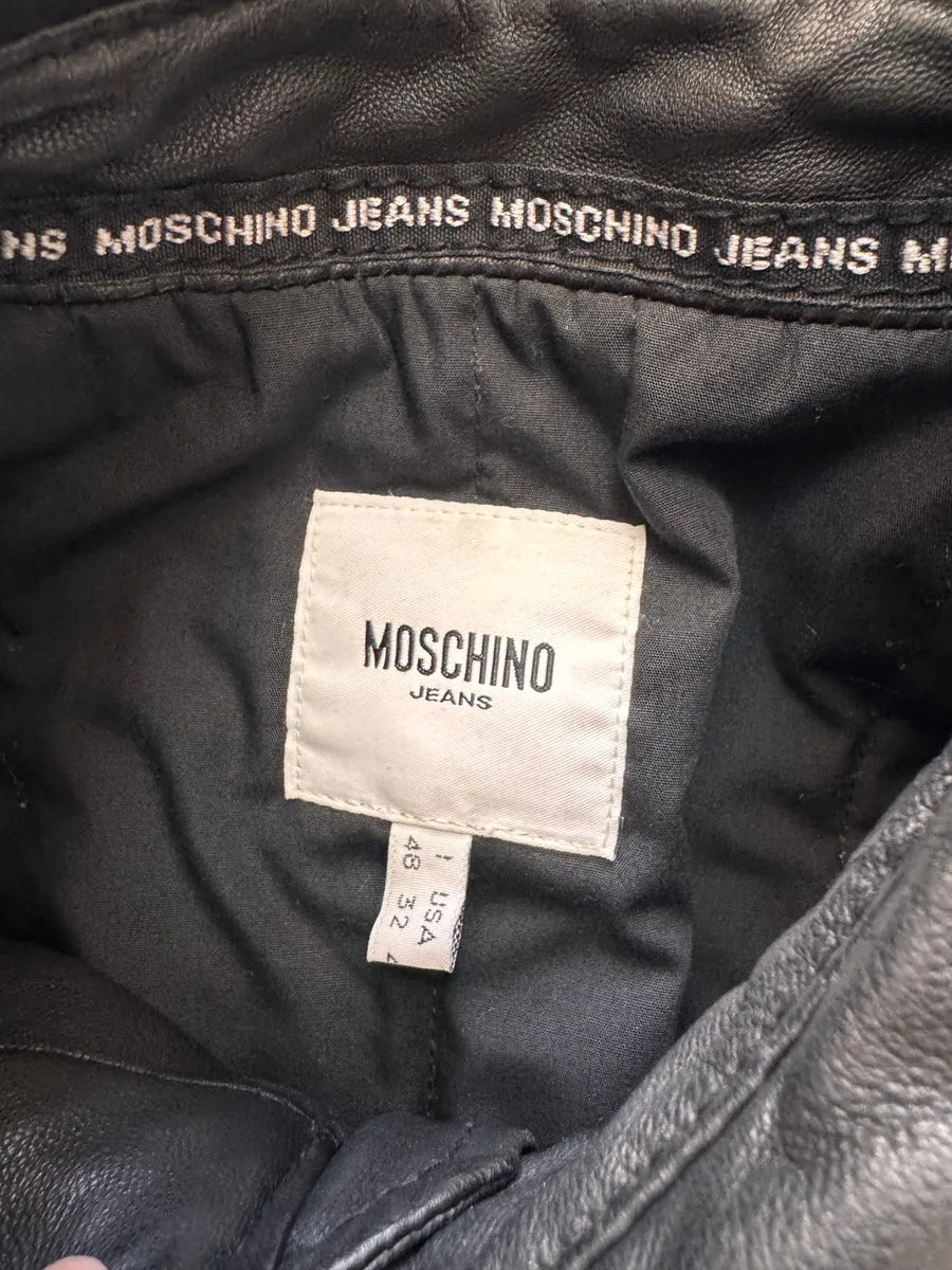 2000s Moschino Circular Zip Elevation Leather Jacket TgufcdD 4