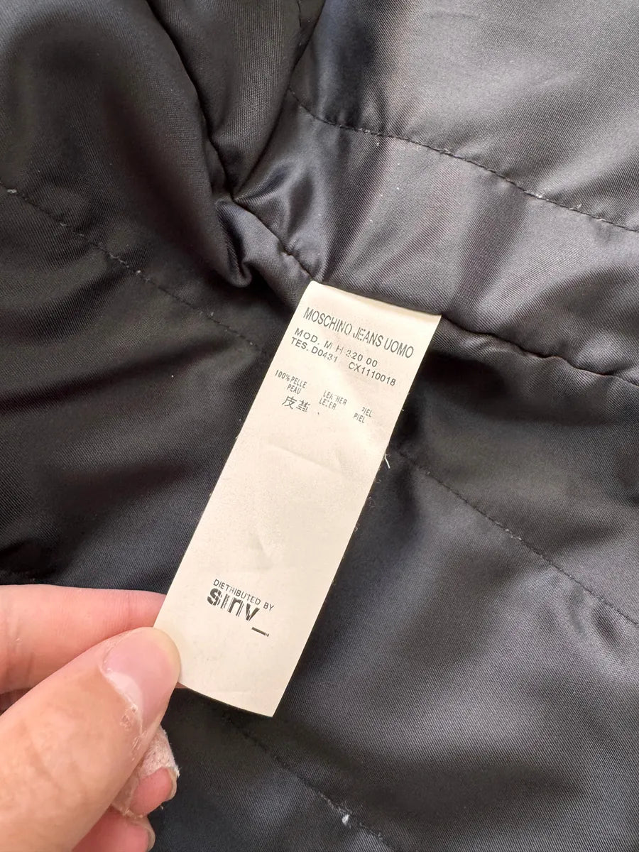 2000s Moschino Circular Zip Elevation Leather Jacket TgufcdD 5