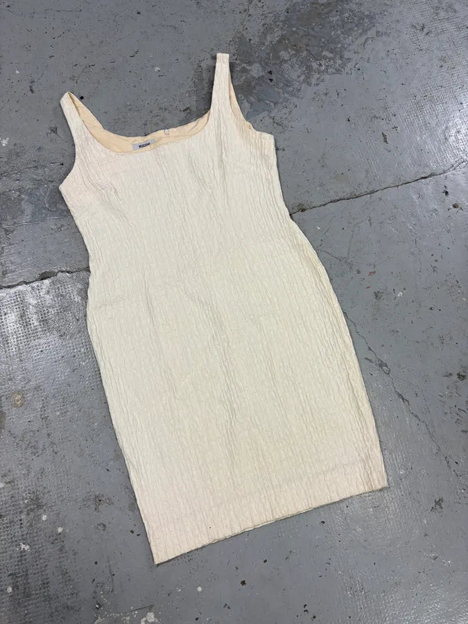 2000s Moschino Cream Beige Pleats Dress UiPTWfg 1