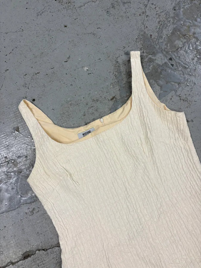 2000s Moschino Cream Beige Pleats Dress UiPTWfg 2