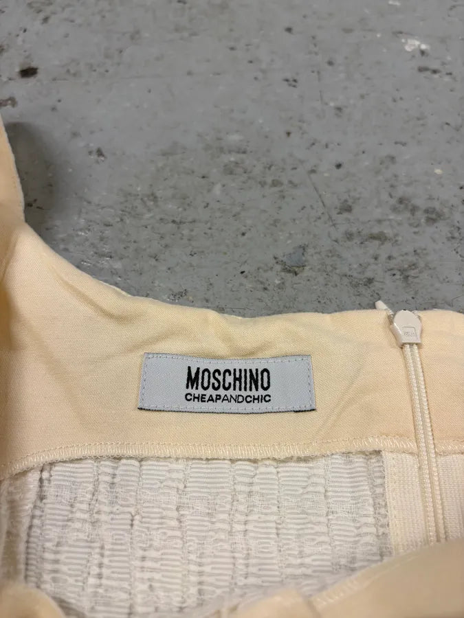 2000s Moschino Cream Beige Pleats Dress UiPTWfg 5