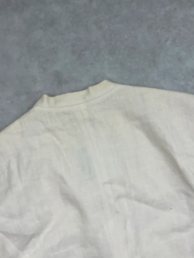2000s Moschino Cream Linen Embroidered Long Buttoned Jacket HeiqJmP 5