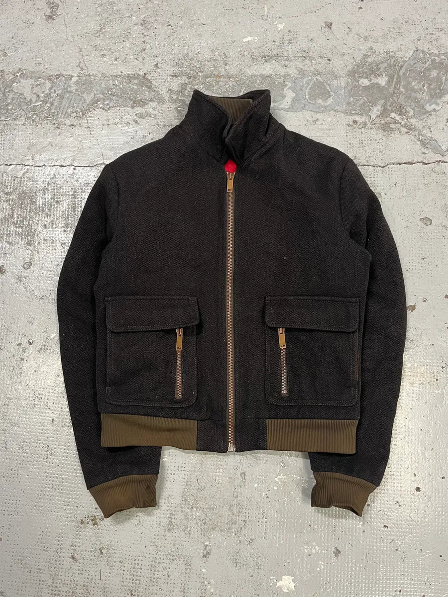 2000s Moschino Dark Brown Wool Bomber Jacket mHxTJBY 0