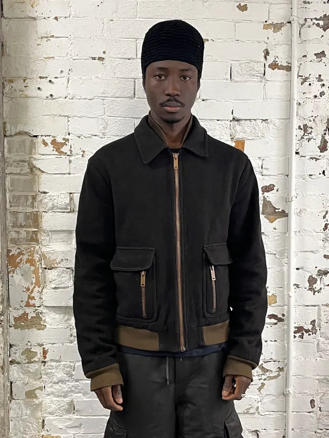 2000s Moschino Dark Brown Wool Bomber Jacket mHxTJBY 1