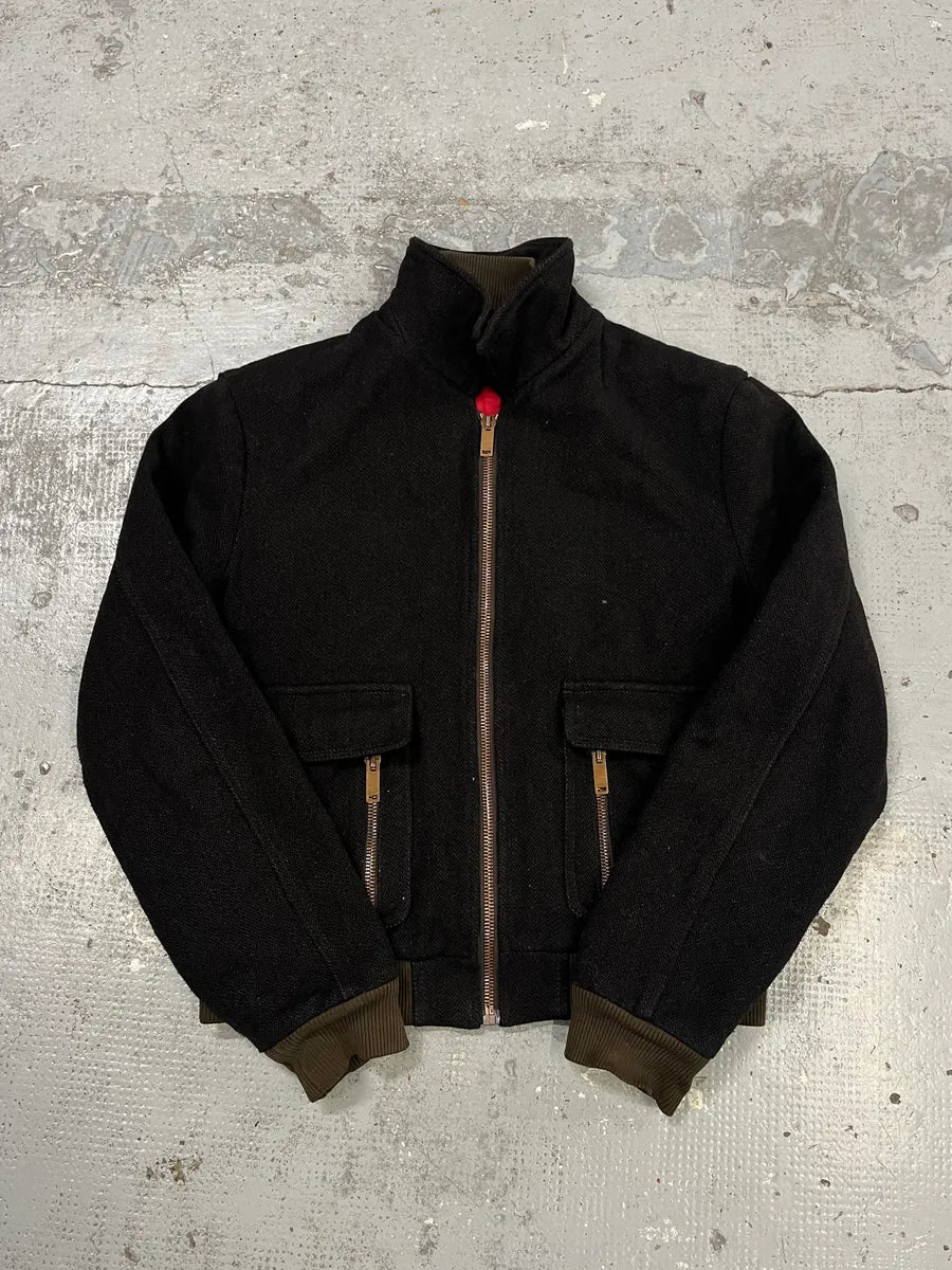 2000s Moschino Dark Brown Wool Bomber Jacket mHxTJBY 3