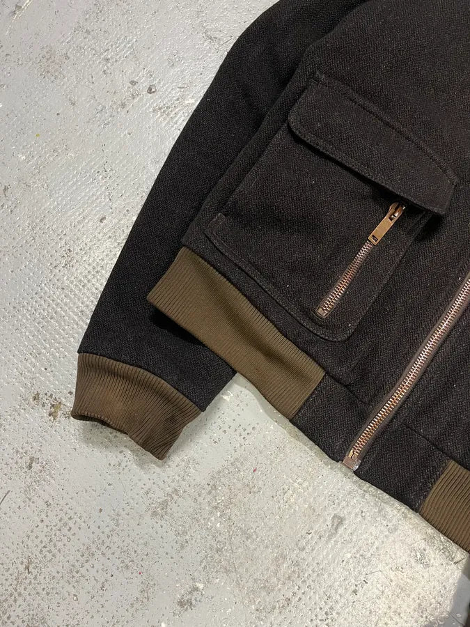 2000s Moschino Dark Brown Wool Bomber Jacket mHxTJBY 5