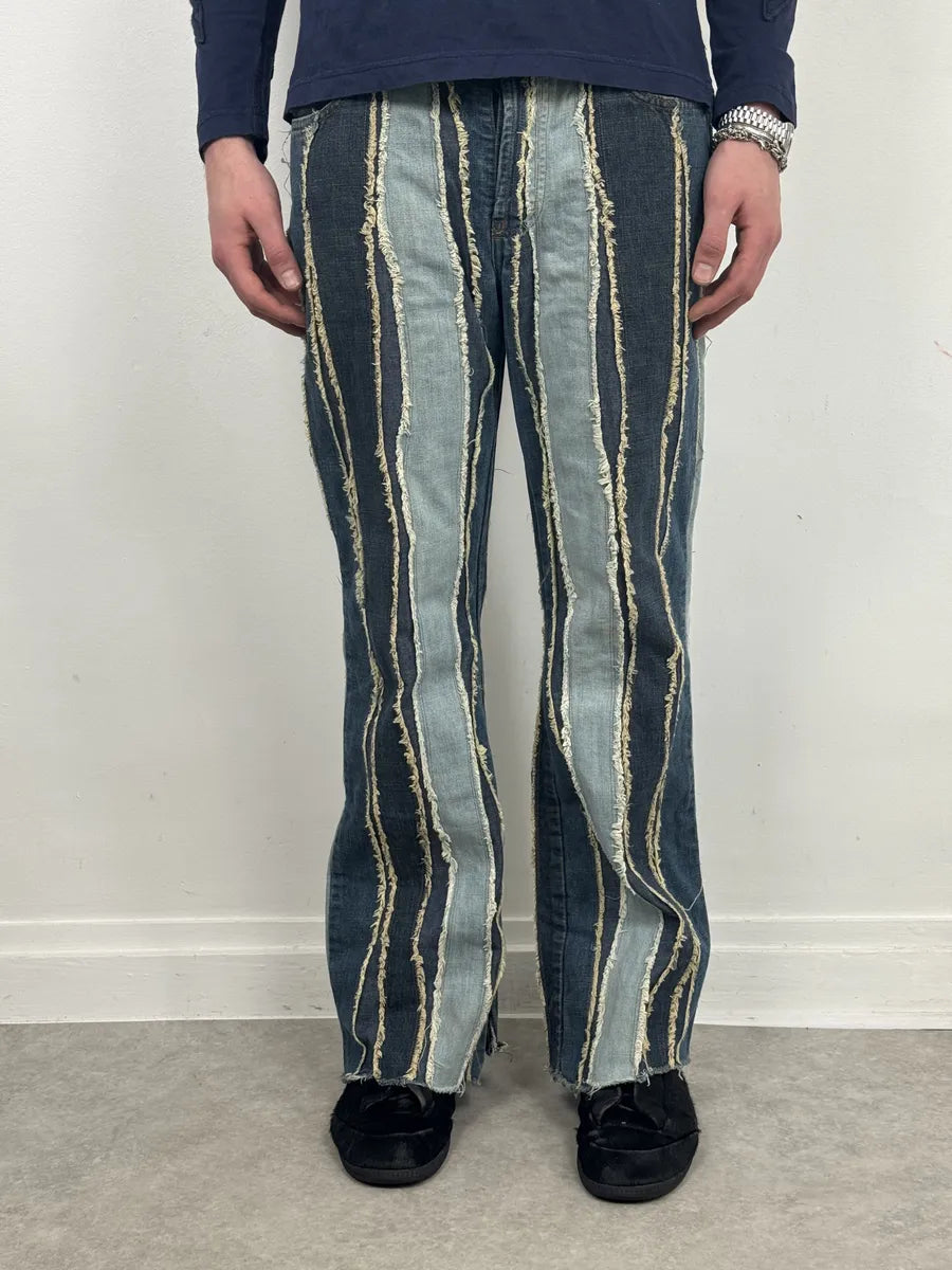 2000s Moschino Denim Lines Blue Destroyed Jeans lWVGLFS 2