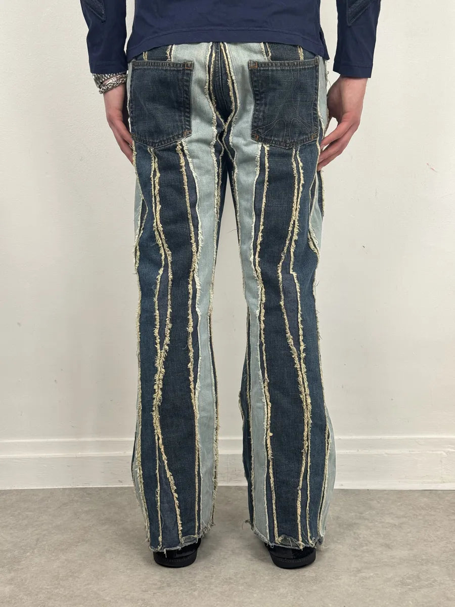 2000s Moschino Denim Lines Blue Destroyed Jeans lWVGLFS 4