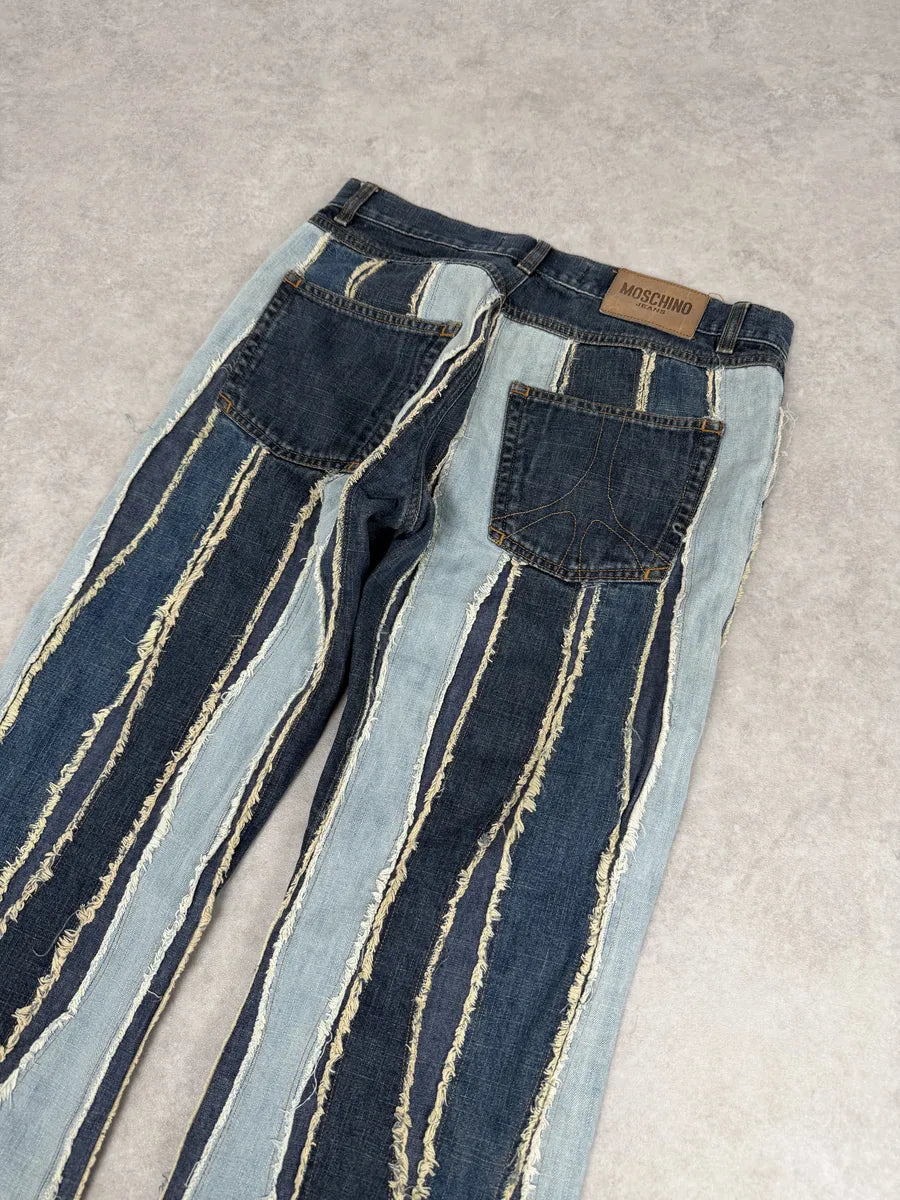 2000s Moschino Denim Lines Blue Destroyed Jeans lWVGLFS 5