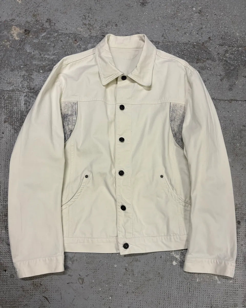 2000s Moschino Eroded Creamy White Buttoned Jacket sINvRaA 0