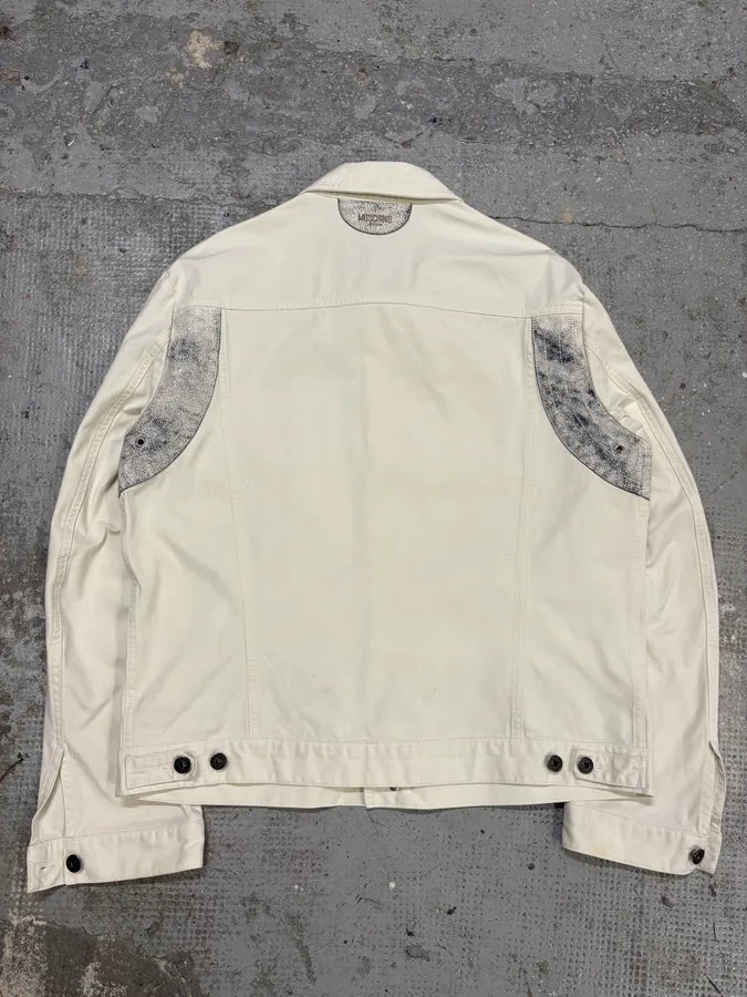 2000s Moschino Eroded Creamy White Buttoned Jacket sINvRaA 5