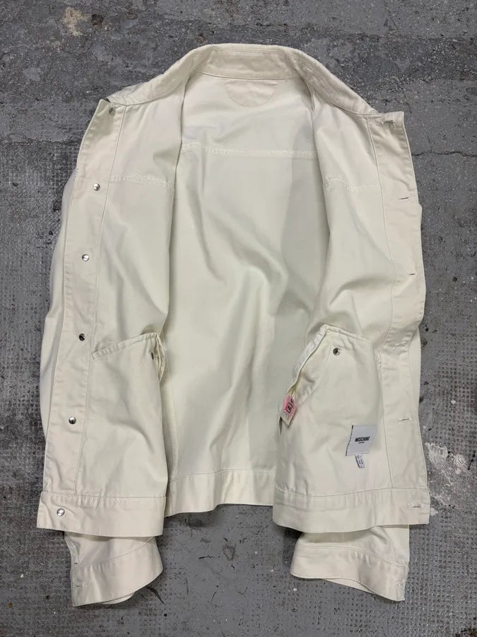 2000s Moschino Eroded Creamy White Buttoned Jacket sINvRaA 6