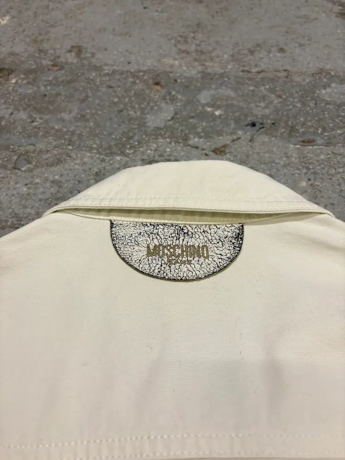 2000s Moschino Eroded Creamy White Buttoned Jacket sINvRaA 8