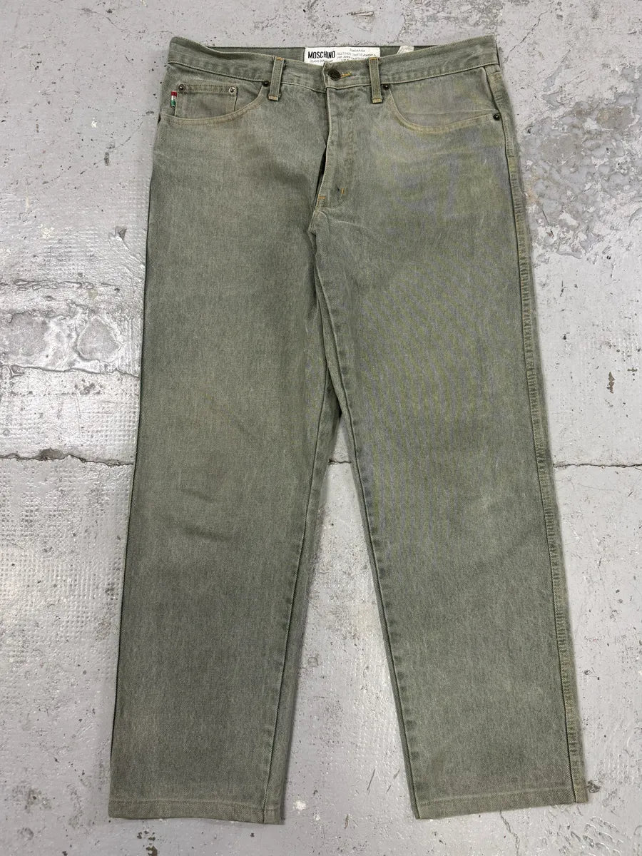 2000s Moschino Faded Wash Green Cozy Denim Jeans CAFKByM 10
