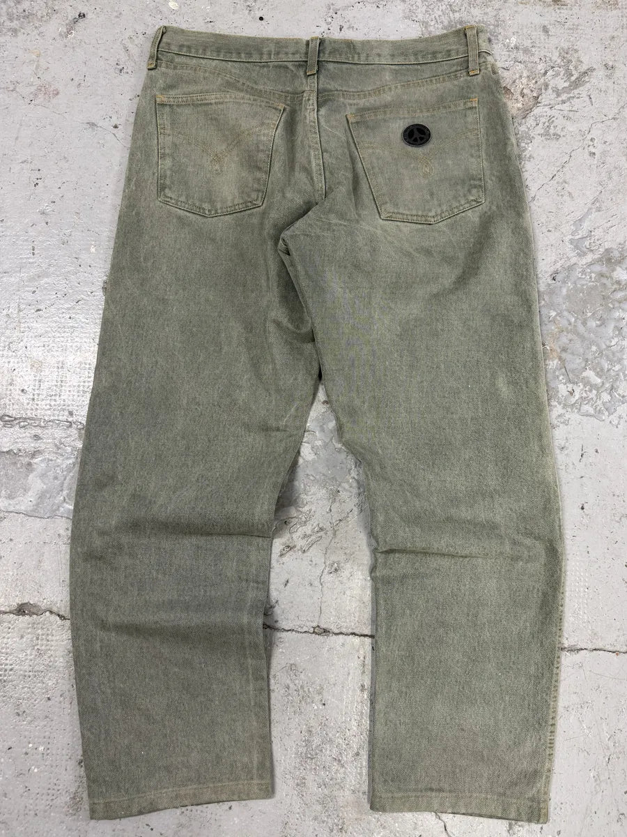 2000s Moschino Faded Wash Green Cozy Denim Jeans CAFKByM 2