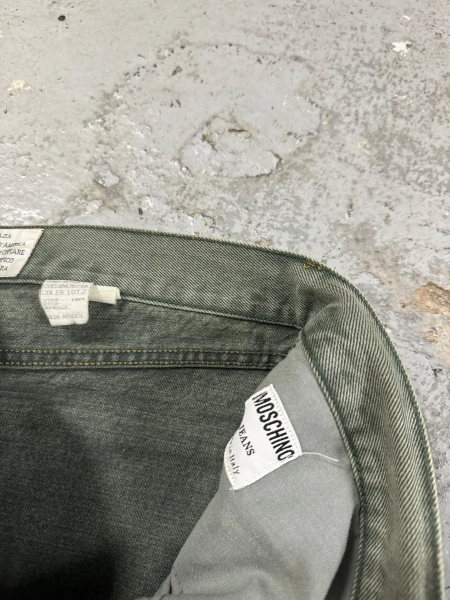 2000s Moschino Faded Wash Green Cozy Denim Jeans CAFKByM 7