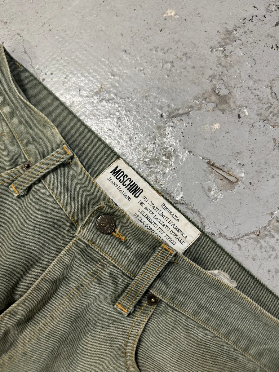 2000s Moschino Faded Wash Green Cozy Denim Jeans CAFKByM 8