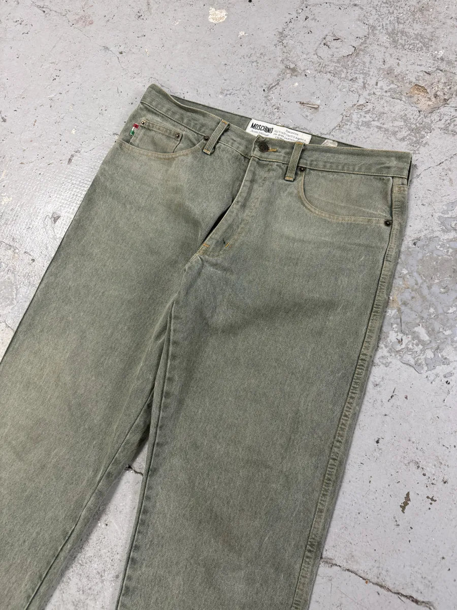 2000s Moschino Faded Wash Green Cozy Denim Jeans CAFKByM 9