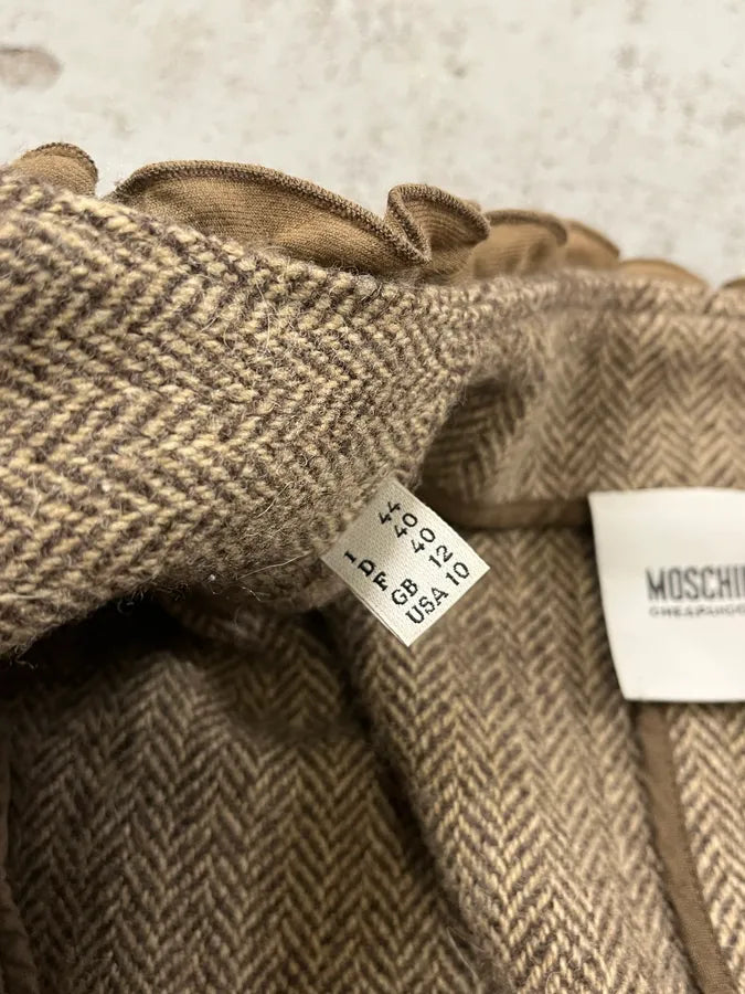 2000s Moschino Flower Wool Ruffled Beige Jacket GjhrmbL 9
