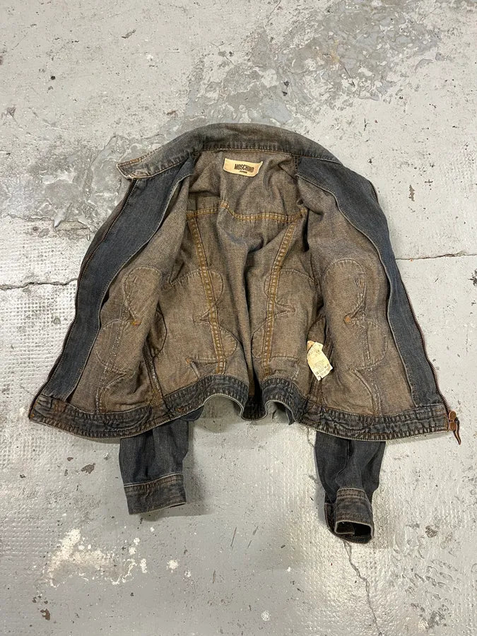 2000s Moschino Flowers Patches Faded Denim Jacket (S) UpDsONh 6