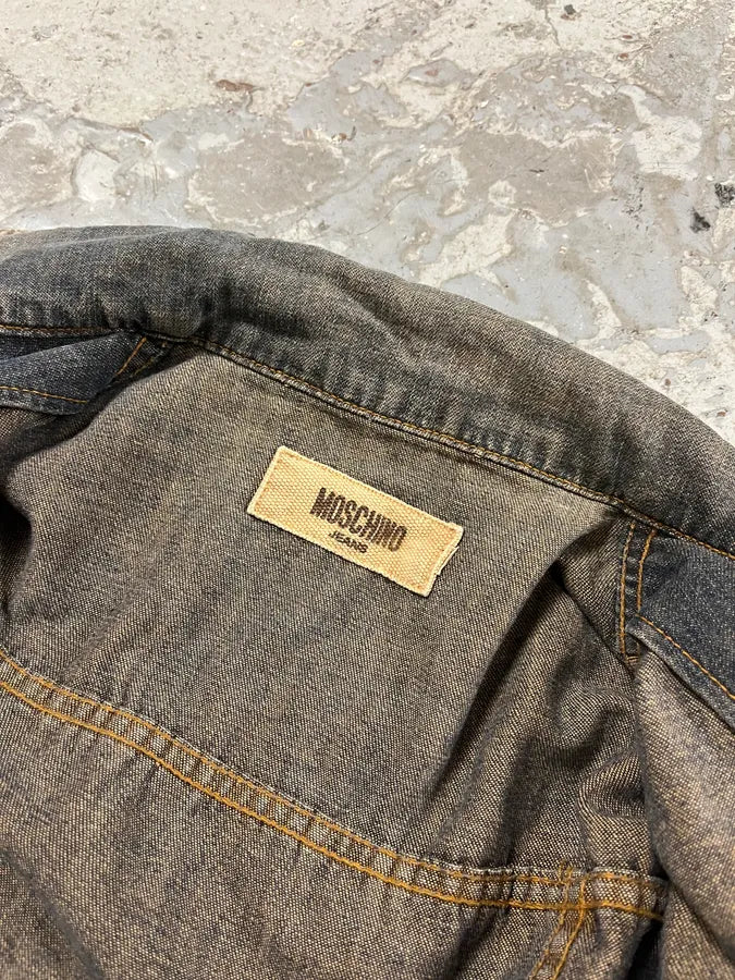 2000s Moschino Flowers Patches Faded Denim Jacket (S) UpDsONh 7