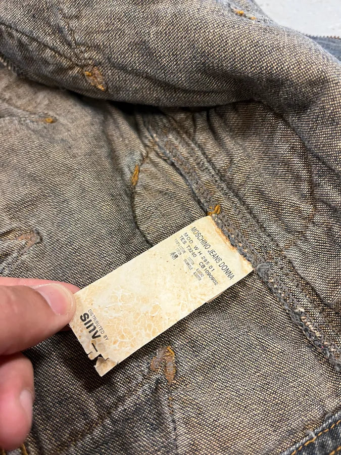 2000s Moschino Flowers Patches Faded Denim Jacket (S) UpDsONh 8