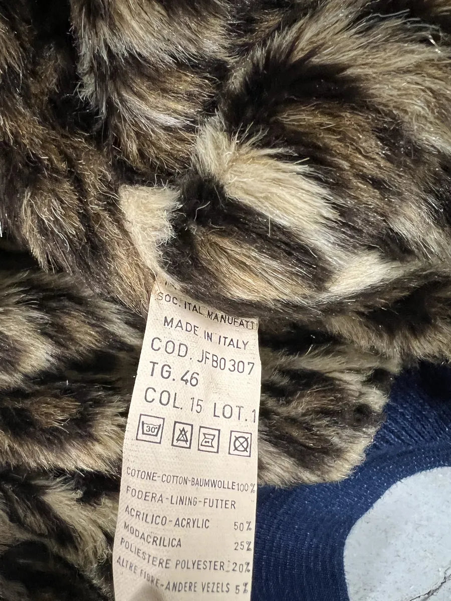 2000s Moschino Fur Leopard Print Denim Bomber Jacket (S) 5