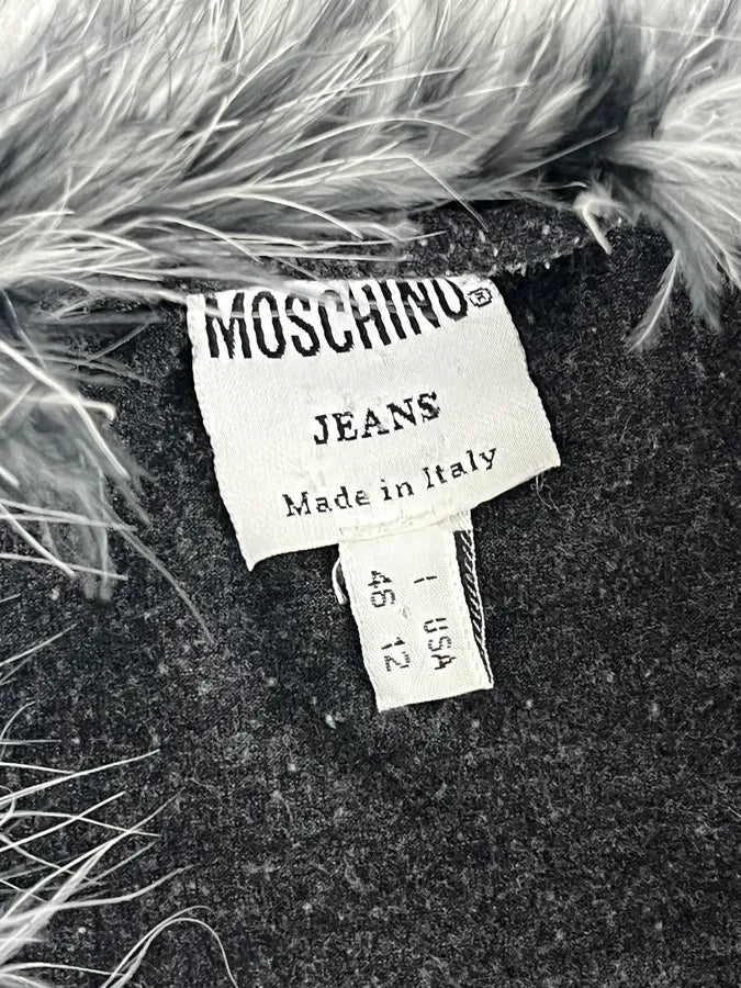 2000s Moschino Fur Line Grey Cardigan MtQfwgu 3